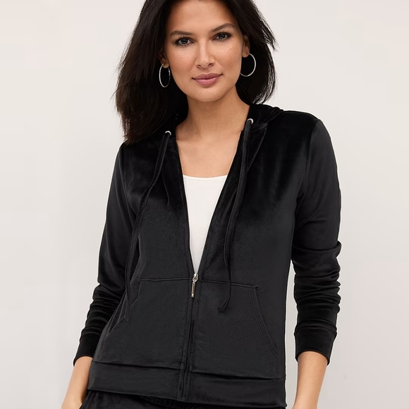 New York & Co Black Hooded Velour Jacket and Pant Lounge Set NWT - Picture 3 of 6
